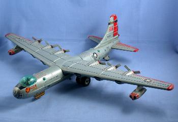 HUGE 1950s Wind-up Tin Toy Airplane B-36 USAF ATC Japan
